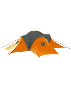 Waterproof Camping Tent 6~9 Persons Tunnel Tent Large Family Tent For Camping Hiking Travel Gray+Orange