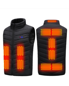Unisex 11 Areas Men Women Winter USB Heating Vest Flexible Electric Jackets Fishing Camping Hiking Outdoor Infrared Hunt Thermal Coat Black