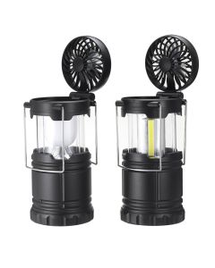 2 in 1 COB/Ball Bulb Camping Light Multifunction Camping Emergency Lantern With Fan Work Lights Night Light Tent Light For Outdoor Camping Fishing