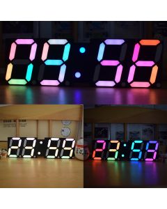 High-Brightness LED Large Size Font RGB Rainbow Color Desktop Digital Tube DIY Alarm Clock Wall Decoration Living Room LED Clock Module Set