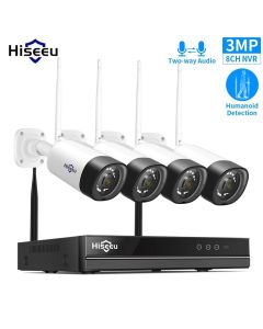 Hiseeu WNKIT-4HB312 8CH 3MP 1536P  Wireless CCTV Security System NVR Kit  IR Outdoor Audio Recorrd IP Camera Waterproof Wifi NVR Kit Video Surveillance