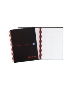 Black n Red A5 Wirebound Hard Cover Notebook Ruled 140 Pages Matt Black/Red (Pack 5) - 100080154