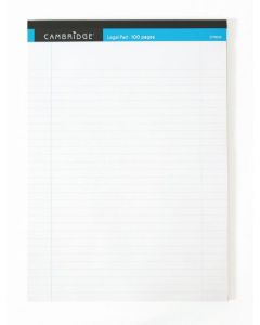 Cambridge A4 Legal Pad Ruled 100 Pages White (Pack 10) - 100080159