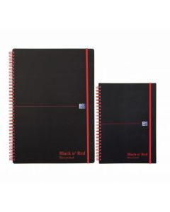 Black n Red A4 Wirebound Polypropylene Cover Notebook Recycled Ruled 140 Pages Black/Red (Pack 5) - 100080167