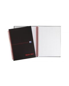 Black n Red A5+ Wirebound Hard Cover Notebook Ruled 140 Pages Matt Black/Red (Pack 5) - 100080192