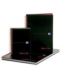 Black n Red A4 Wirebound Hard Cover Notebook 5mm Squared 140 Pages Black/Red (Pack 5) - 100080201