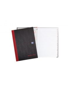 Black n Red A5 Casebound Hard Cover Notebook A-Z Ruled 192 Pages Black/Red (Pack 5) - 100080491