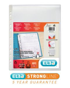 Elba Expandable Punched Pocket A4 With Flap Embossed Polypropylene 180mu Clear (Pack 10) 100080754