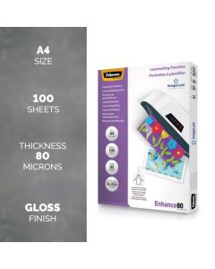 Fellowes Laminating Pouch A4 2x80 Micron Gloss (Pack 100) 5306114