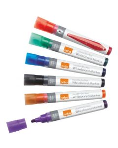 Nobo Liquid Ink Whiteboard Marker Bullet Tip 3mm Line Assorted Colours (Pack 6) 1901077