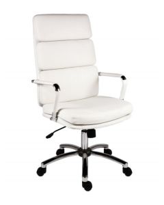 Deco Retro Style Faux Leather Executive Office Chair White - 1097WH