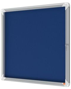 Nobo Premium Plus Blue Felt Lockable Noticeboard Display Case 6 x A4 709x668mm 1902555