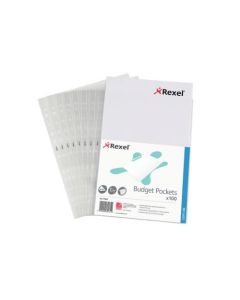 Rexel Essential Multi Punched Pocket Polypropylene A4 43 Micron Top Opening Embossed Clear (Pack 100) 11000