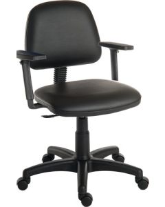 Ergo Blaster Medium Back PU Operator Office Chair with Height Adjustable Arms Black - 1100PUBLK/0280