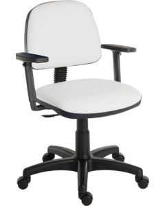 Ergo Blaster Medium Back PU Operator Office Chair with Height Adjustable Arms White - 1100PUWHI/0280