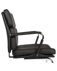 Deco Cantilever Retro Style Faux Leather Reception/Boardroom/Visitors Chair Black - 1101BLK