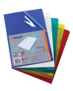 Rexel Nyrex Cut Flush Folder Polypropylene A4 110 Micron Blue (Pack 25) 12161BU