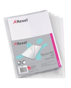 Rexel Nyrex Single Wallet with Pocket PVC A4 180 Micron Clear (Pack 25) 12181