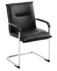Envoy Cantilever Leather Faced Reception/Boardroom/Visitors Chair Black (Pack 2) - 1309