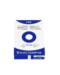 Exacompta Record Cards Plain 125x75mm White (Pack 100) 13301E