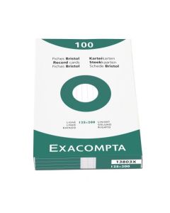 Exacompta Record Cards Ruled 200x125mm White (Pack 100) 13803X