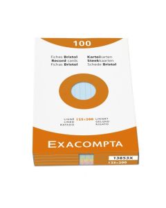 Exacompta Record Cards Ruled 200x125mm Assorted Colours (Pack 100) 13853X
