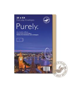 Blake Purely Everyday Pocket Envelope C4 Gummed Plain 90gsm Manilla (Pack 25) - 13854/25 PR