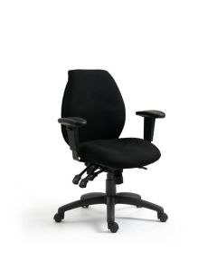 Nautilus Designs Severn Ergonomic Medium Back Multi-Functional Synchronous Operator Office Chair With Adjustable Arms Black - DPA1435MBSY/ABK