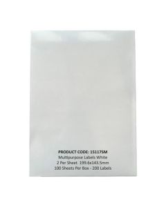 ValueX Multipurpose Label 199.6x143.5mm 2 Per A4 Sheet White (Pack 200) - 15117SM