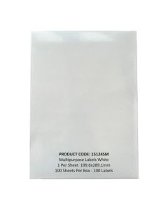 ValueX Multipurpose Label 199.6x289.1mm 1 Per A4 Sheet White (Pack 100) - 15124SM