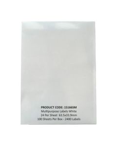 ValueX Multipurpose Label 63.5x33.9mm 24 Per A4 Sheet White (2400 Labels) - 15166SM