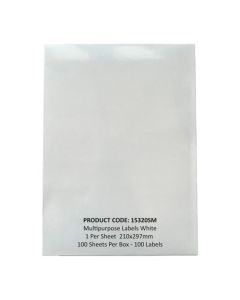ValueX Multipurpose Label 210x297mm 1 Per A4 Sheet White (Pack 100 Labels) - 15320SM