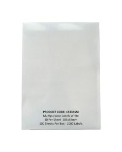 ValueX Multipurpose Label 105x58mm 10 Per A4 Sheet White (Pack 100 Labels) - 15334SM
