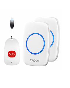 CACAZI C10 Smart Home Wireless Pager Doorbell Old Man Emergency Alarm 80m Remote Call Bell 1 Button 2 Receiver