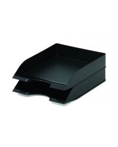 Durable Stackable Letter Tray Filing Tray Desk Organiser for A4 Documents Black - 1701672060