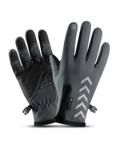 Winter Warm Touch Screen Full Finger Gloves Reflective Strip Windproof Anti slip Cycling Thermal Bike Glove