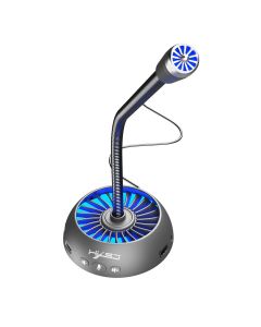 HXSJ F15 Microphone Cool Lighting Design USB Noise Reduction And Anti-Current Adjustable Volume 360 Pickup Hi-Fi Microphone