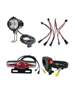EBKE 180-220LM 12-60V 2.8W Electric Bike Front Light Warning Tail Light Light Switch Light Group Connection Cables Kits