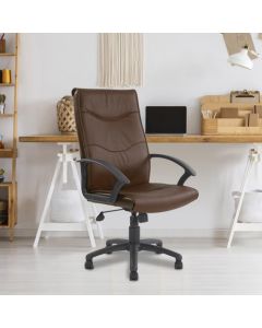 Nautilus Swithland High Back Leather Faced Executive Office Chair With Detailed Stitching and Fixed Arms Brown - DPA2007ATG/LBW