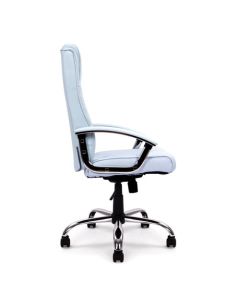 Nautilus Designs Westminster High Back Leather Faced Executive Office Chair With Integral Headrest and Fixed Arms Grey - DPA2008ATG/LSV