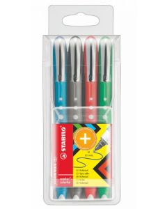 STABILO worker+ Colorful Rollerball Pen 0.5mm Line Black/Blue/Green/Red (Wallet 4) - 2019/4