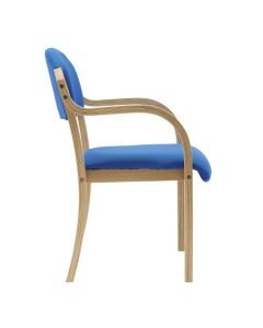 Nautilus Designs Tahara Stackable Conference/Visitor Chair With Arms Blue Fabric Padded Seat & Backrest and Beech Frame - DPA2050/A/BE/BL