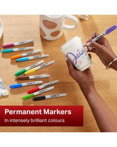 Sharpie Permanent Marker Fine Tip 0.9mm Line Assorted Colours (Pack 12) - 2065404