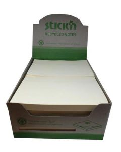 Stickn Repositionable Notes 76x127mm Recycled 100 Sheets Yellow (Pack 12) 21796