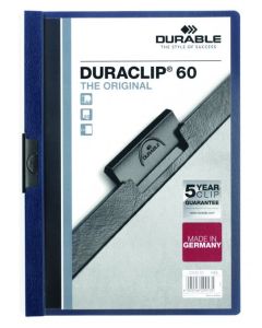 Durable DURACLIP 60 A4 Document Clip Folder Dark Blue (Pack 25) - 220928