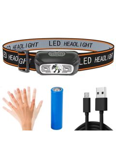 BIKIGHT Mini USB Rechargeable XPG+ 2 LED Headlamp Sensor Headlight Camping Flashlight Outdoor Light Fishing Portable Torch Lamp