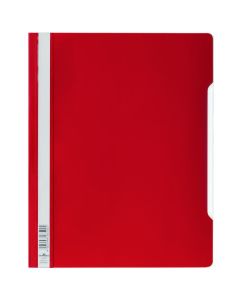 Durable Clear View Report File & Document Folder - Extra Wide Format to Protect Documents & Allow for Punched Pockets - A4 Red (Pack 50) - 257003