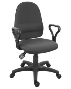 Ergo Twin High Back Fabric Operator Office Chair with Fixed Arms Black - 2900BLK/0288