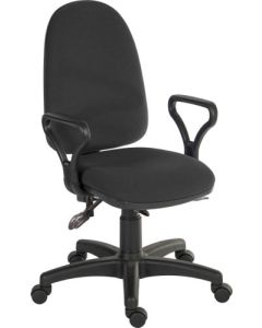 Ergo Trio Ergonomic High Back Fabric Operator Office Chair with Fixed Arms Black - 2901BLK/0288
