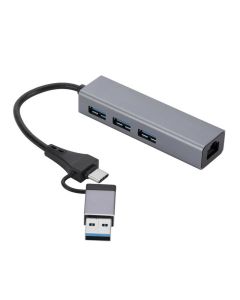MNNWUU USB/Type-C Docking Station USB Hub Splitter Adaptor with USB3.0*3 RJ45 for PC Laptop